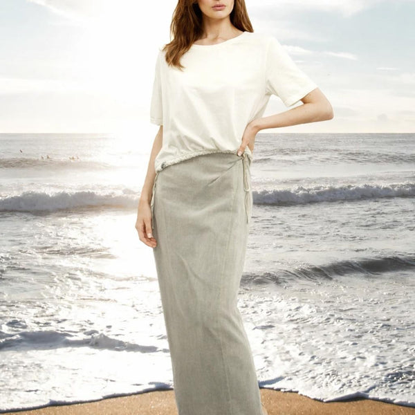 Cropped T shirt in linnen mix / Cropped  T shirt in linen mix