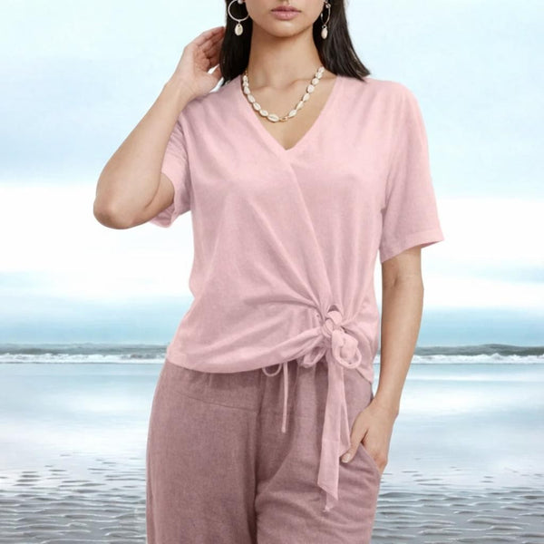 Knoop T shirt in linnen mix / Knotted  T shirt in linen mix