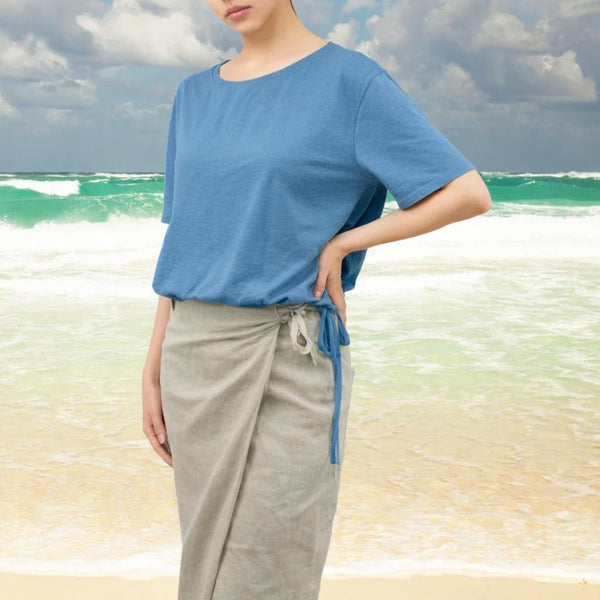 Cropped T shirt in linnen mix / Cropped  T shirt in linen mix
