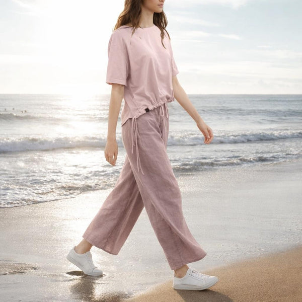 Cropped T shirt in linnen mix / Cropped  T shirt in linen mix