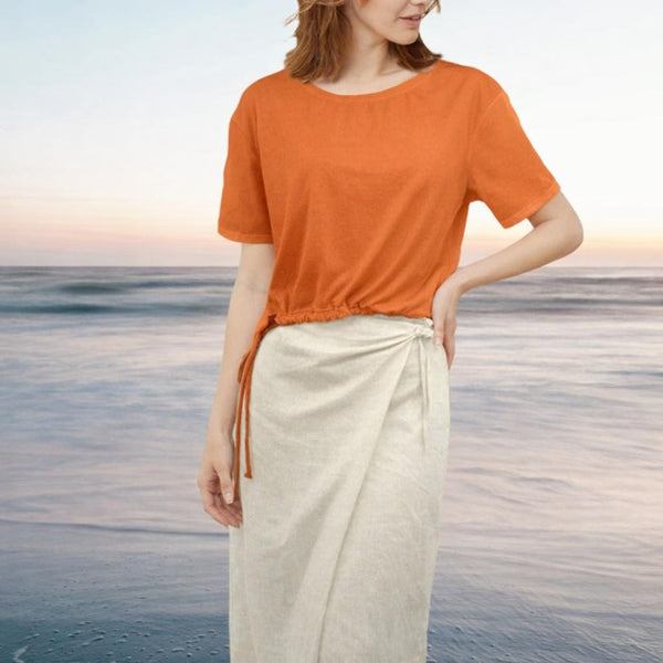 Cropped T shirt in linnen mix / Cropped  T shirt in linen mix