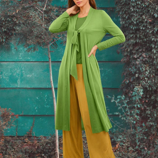 Lang vintage Tencel vest / Tencel long cardigan in vintage style