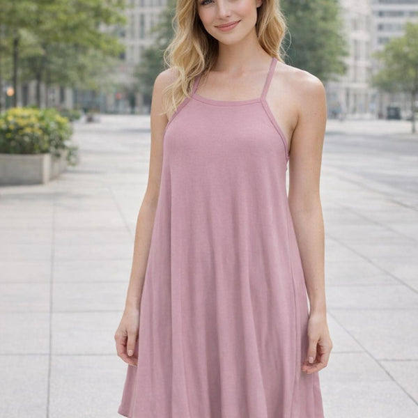 Tencel A'lijn hemdjurk met racerback / Tencel sleeveless shirt dress with racerback