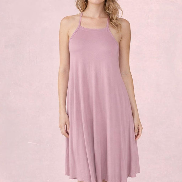 Tencel A'lijn hemdjurk met racerback / Tencel sleeveless shirt dress with racerback