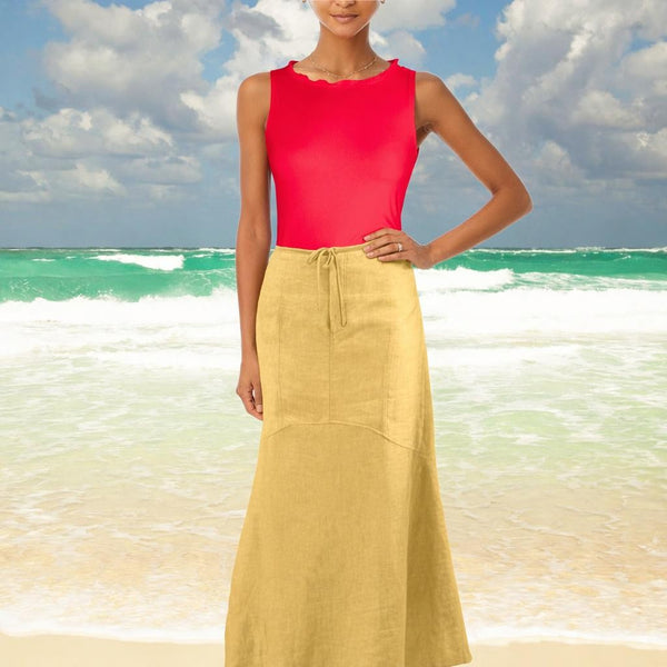 Tencel hemdje met geschulpt boordje/ Tencel camisole with sculpted collar