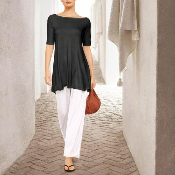 Tencel A lijn shirt met boothals/ Tencel A line shirt with boat neck