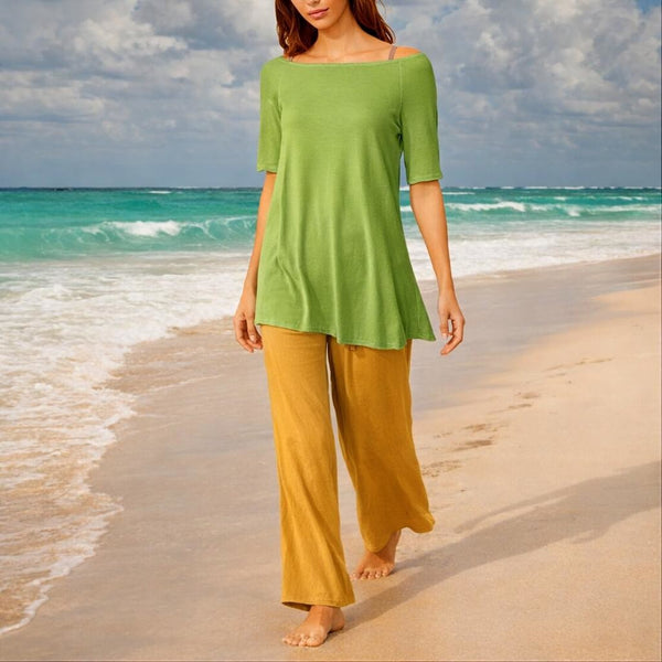 Tencel A lijn shirt met boothals/ Tencel A line shirt with boat neck