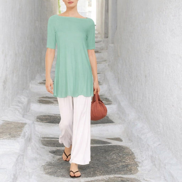 Tencel A lijn shirt met boothals/ Tencel A line shirt with boat neck