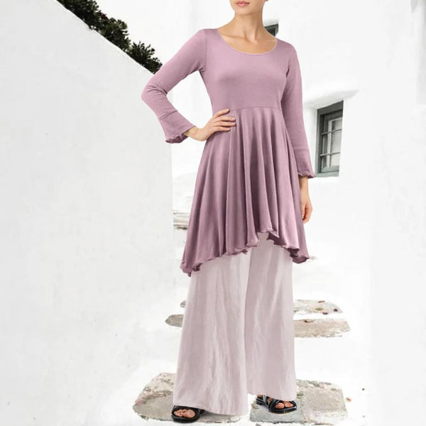 Tencel A'lijn tuniek met verhoogde taille en uitwaaierende schoot/ Tencel Tunic Top in hour glass