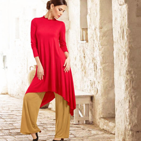 Lange Tencel A'lijn tuniek met symmetrische zoom / Long Tencel Tunic with A symetric hem