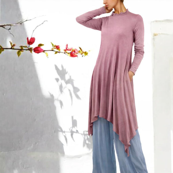 Lange Tencel A'lijn tuniek met symmetrische zoom / Long Tencel Tunic with A symetric hem
