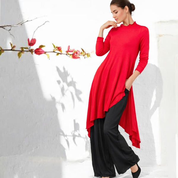 Lange Tencel A'lijn tuniek met symmetrische zoom / Long Tencel Tunic with A symetric hem