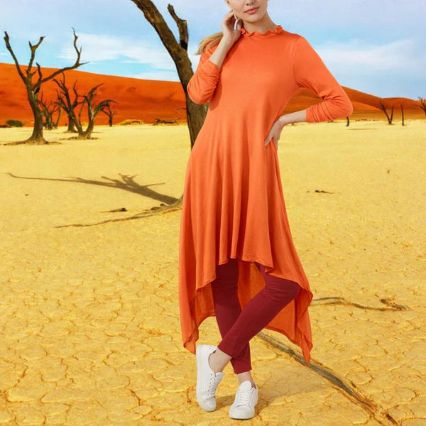 Lange Tencel A'lijn tuniek met symmetrische zoom / Long Tencel Tunic with A symetric hem