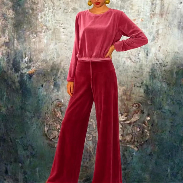 Palazzo broek in soepele nicky velours / Palazzo pants in cotton velvet