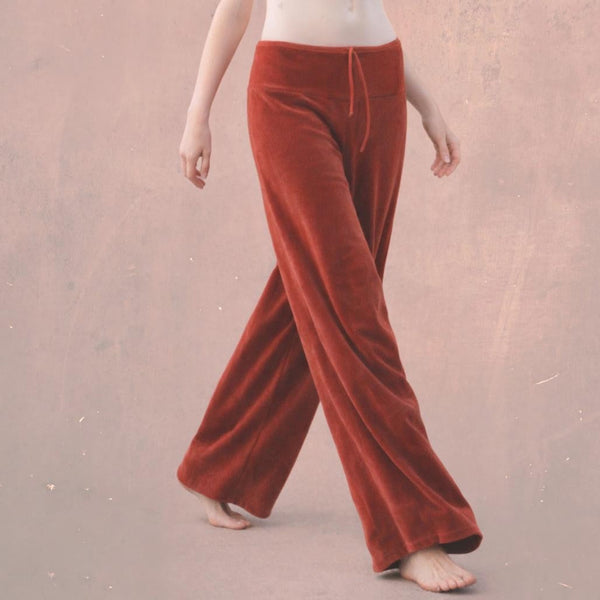 Palazzo broek in soepele nicky velours / Palazzo pants in cotton velvet