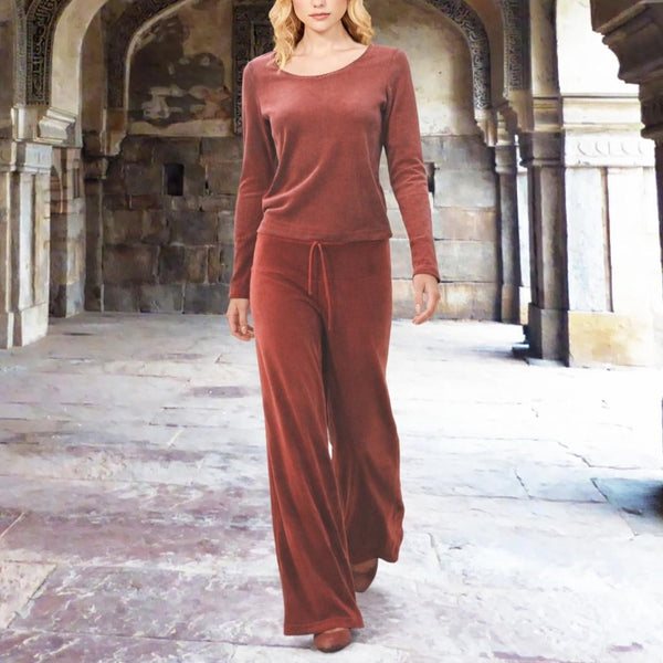 Palazzo broek in soepele nicky velours / Palazzo pants in cotton velvet