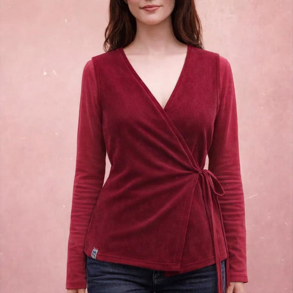 velours overslag vest / velvet velours wrap cardigan