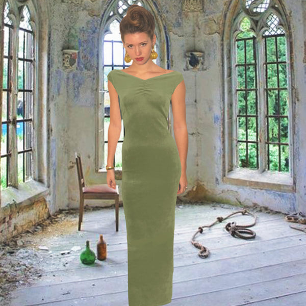 Velours maxi pencil jurk met boothals / maxi pencil dress