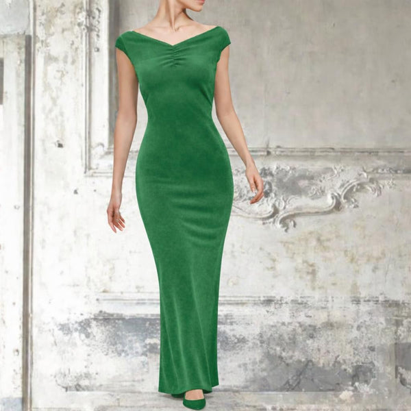 Velours maxi pencil jurk met boothals / maxi pencil dress