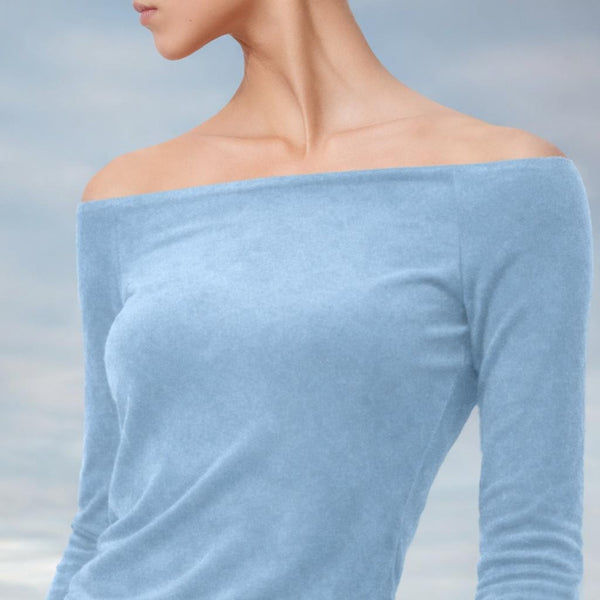 Velours kokerjurkje met boothals / Velvet pencil dress with boatneck