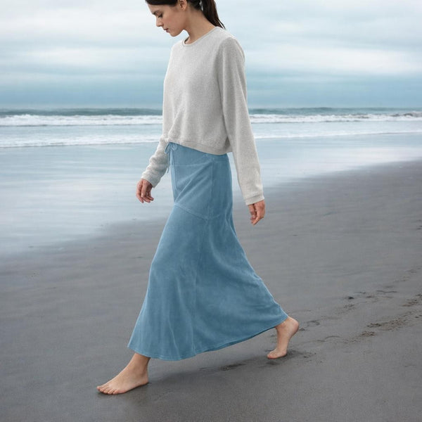 Velours maxi rok in zandloper lijn/velvet maxi skirt in hour glass design