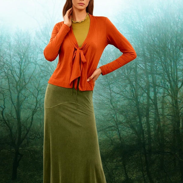 Velours maxi rok in zandloper lijn/velvet maxi skirt in hour glass design