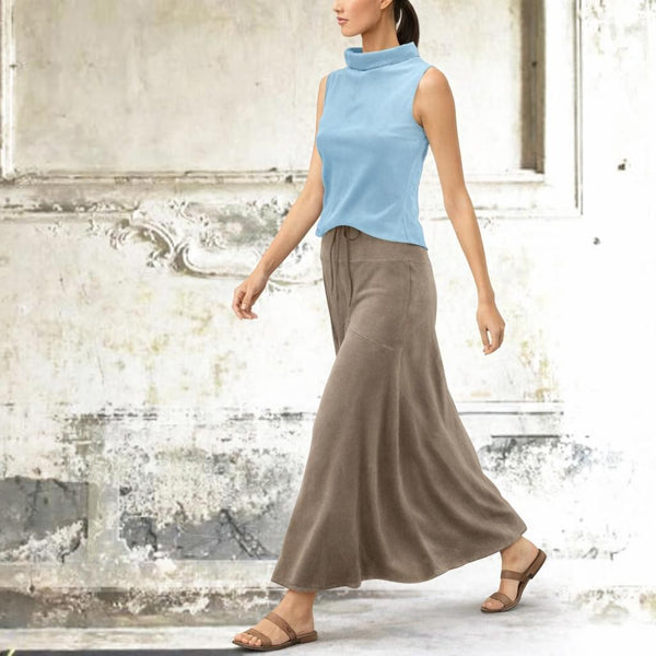 Velours maxi rok in zandloper lijn/velvet maxi skirt in hour glass design