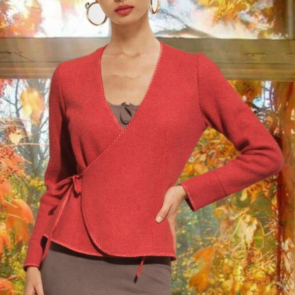 overslag vest van gekookte wol, boiled wool wrap cardigan