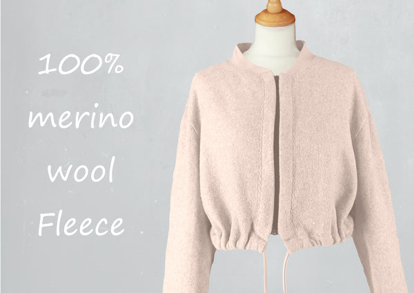 kort gevoerd bomber vestje van Merino wol fleece / lined bomber made of Merino wool fleece
