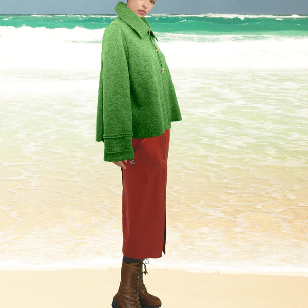 A-lijn vest-jasje in warme boiled wool / Boiled wool A-line cardigan-jacket