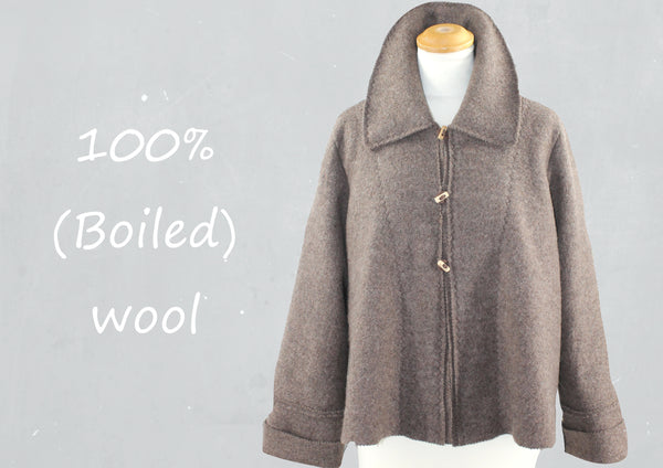 A-lijn vest-jasje in warme boiled wool / Boiled wool A-line cardigan-jacket