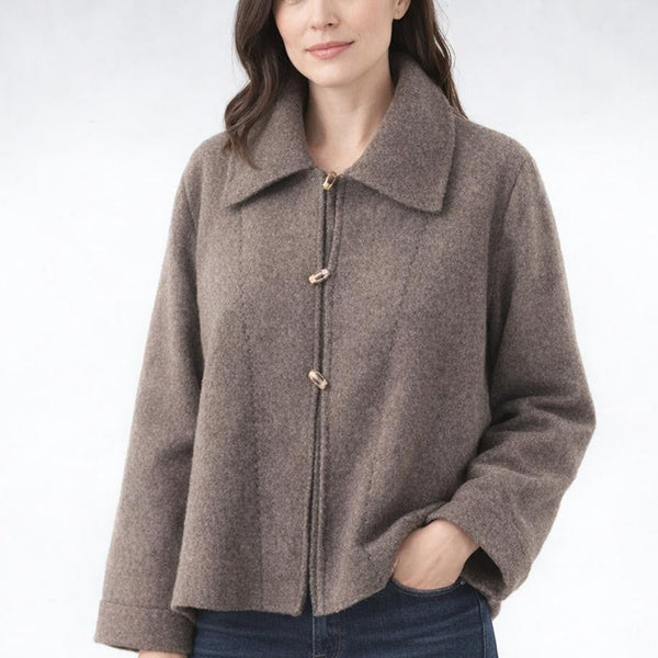 A-lijn vest-jasje in warme boiled wool / Boiled wool A-line cardigan-jacket