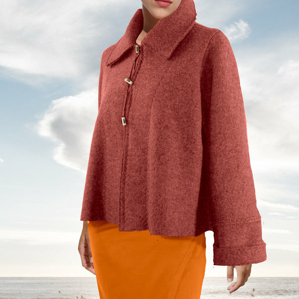 A-lijn vest-jasje in warme boiled wool / Boiled wool A-line cardigan-jacket