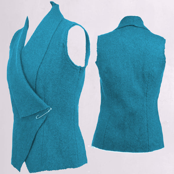 gilet van gekookte wol  /gilet made of boiled wool
