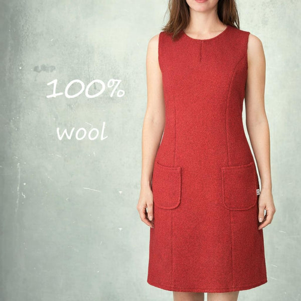 wollen overgooier, wollen jurk,  wool dress, sleeveless wool dress