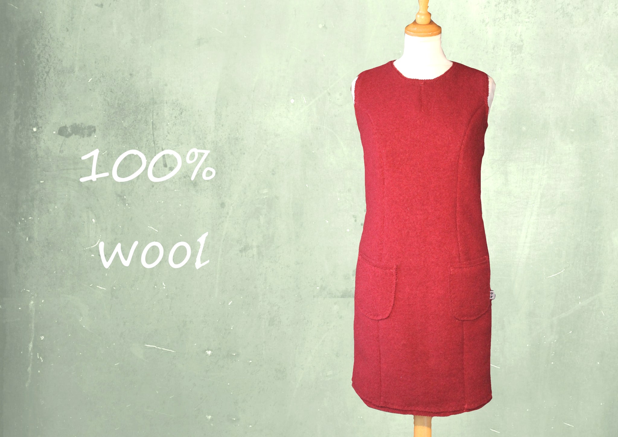 wollen overgooier, wollen jurk,  wool dress, sleeveless wool dress