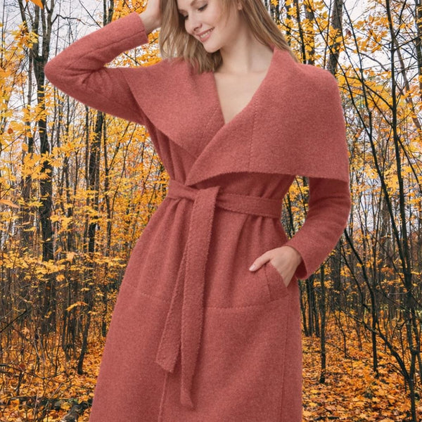 Lange wollen vest-jas van gekookte wol / jacket made of boiled wool