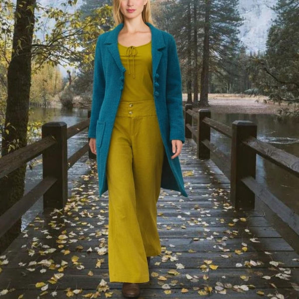 Lang vest-colbert van gekookte wol, boiled wool long vest-jacket