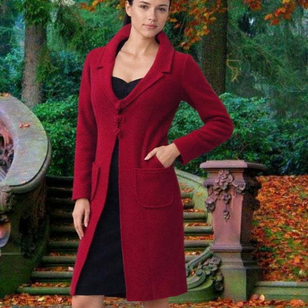 Lang vest-colbert van gekookte wol, boiled wool long vest-jacket