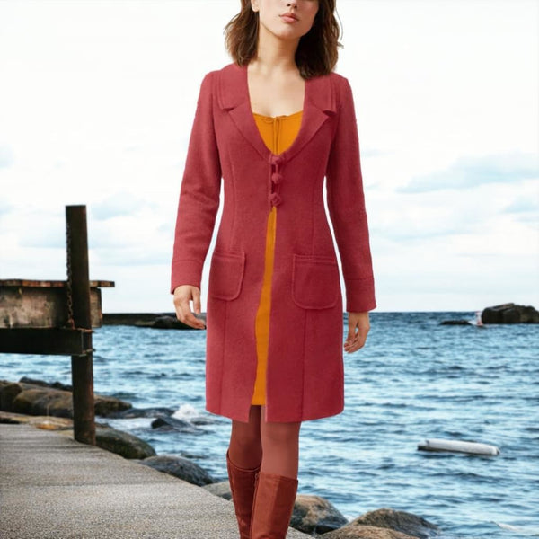 Lang vest-colbert van gekookte wol, boiled wool long vest-jacket