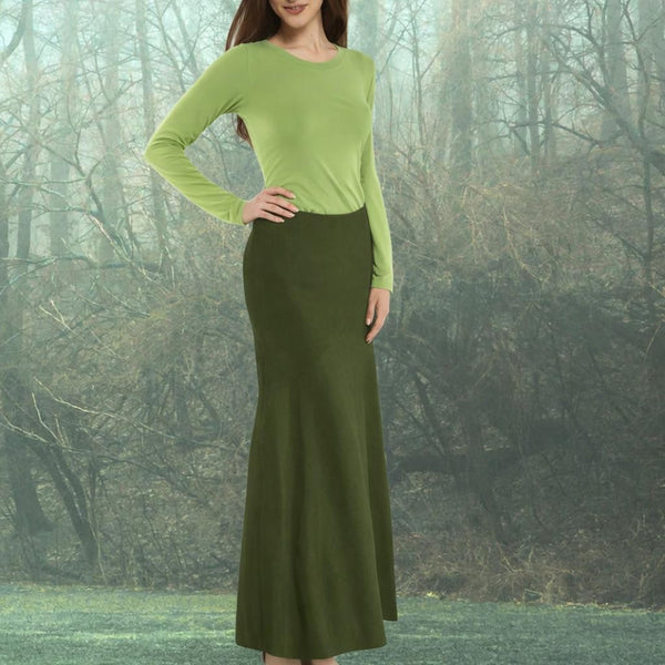 Lange wollen rok in zandloper lijn / Long wool skirt in hourglass line