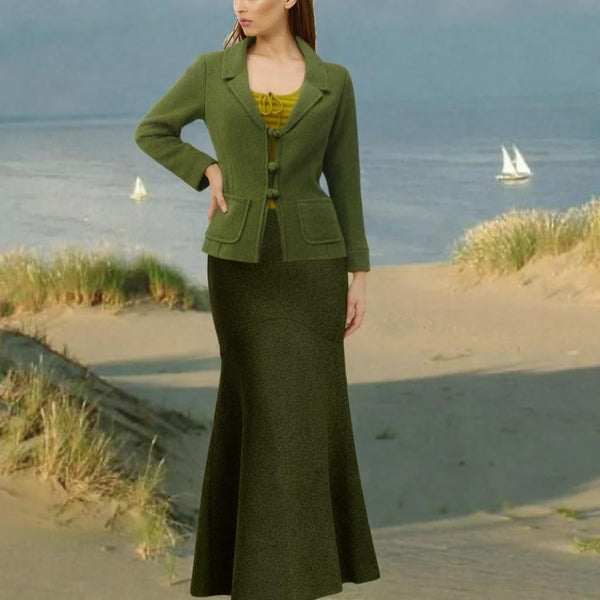 Lange wollen rok in zandloper lijn / Long wool skirt in hourglass line