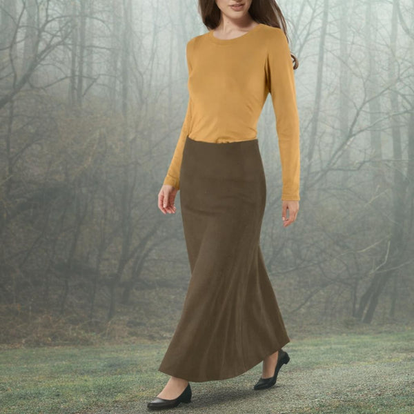Lange wollen rok in zandloper lijn / Long wool skirt in hourglass line