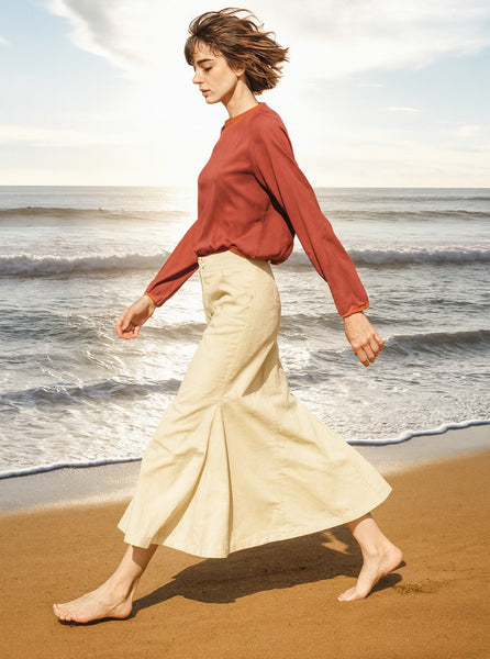 Ribcord maxi rok in zandloper lijn