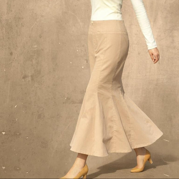 Ribcord maxi rok in zandloper lijn