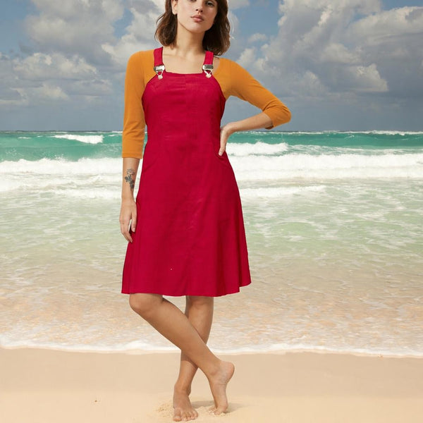 hippe overgooier in katoenen ribcord/ Trendy corduroy  pinafore dress