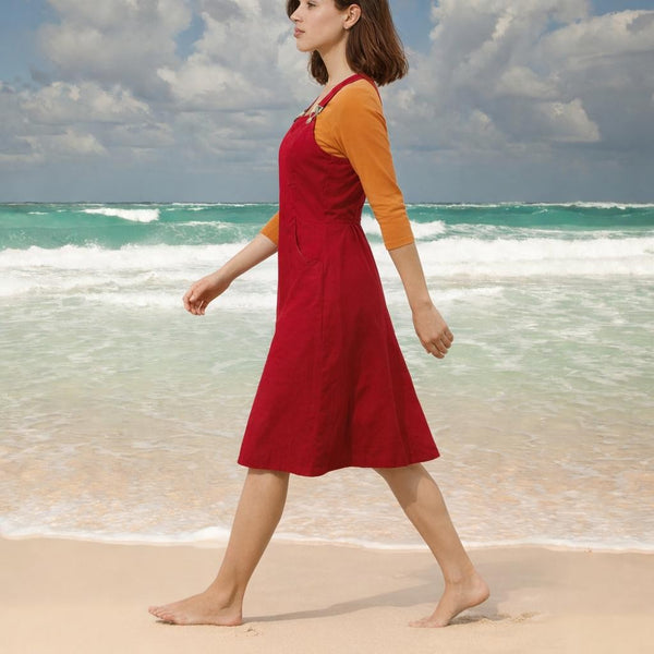 hippe overgooier in katoenen ribcord/ Trendy corduroy  pinafore dress