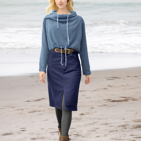 Midi rok van katoenen ribcord, Midi corduroy skirt