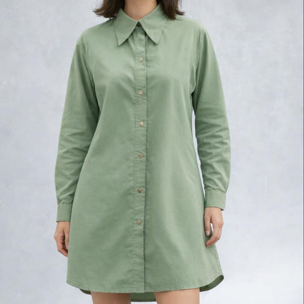 Babycord blouse-jurk / babycord shirt-dress