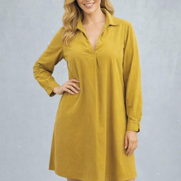 Babycord  A-lijn blouse-jurk / babycord  A-line blouse-dress